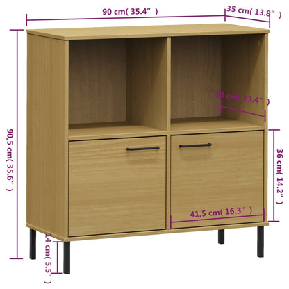 Libreria con Gambe Metallo Marrone 90x35x90,5 cm Massello OSLO | homemem39