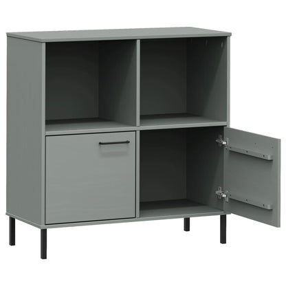 Libreria Gambe Metallo Grigio 90x35x90,5 cm Legno Massello OSLO | homemem39
