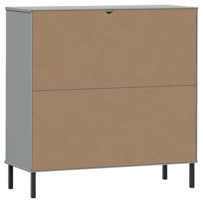Libreria Gambe Metallo Grigio 90x35x90,5 cm Legno Massello OSLO | homemem39