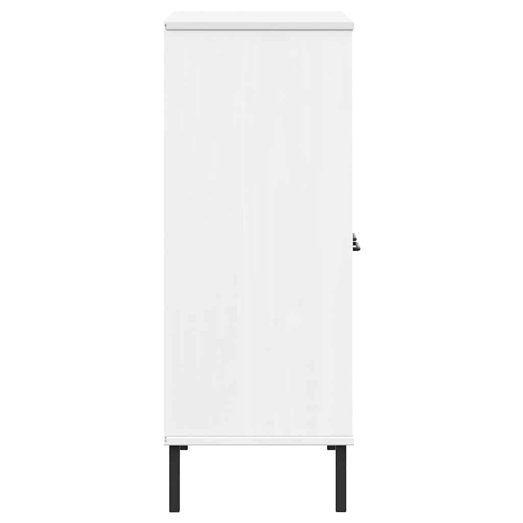 Libreria Gambe Metallo Bianco 90x35x90,5 cm Legno Massello OSLO | homemem39