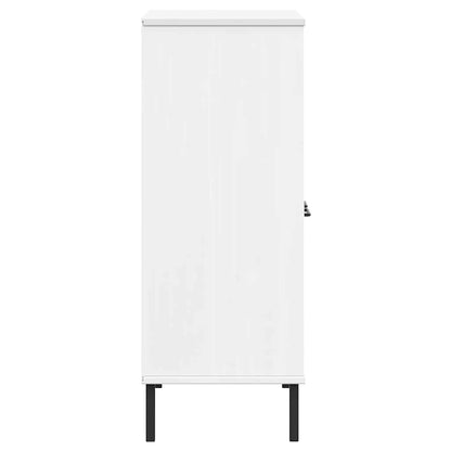 Libreria Gambe Metallo Bianco 90x35x90,5 cm Legno Massello OSLO