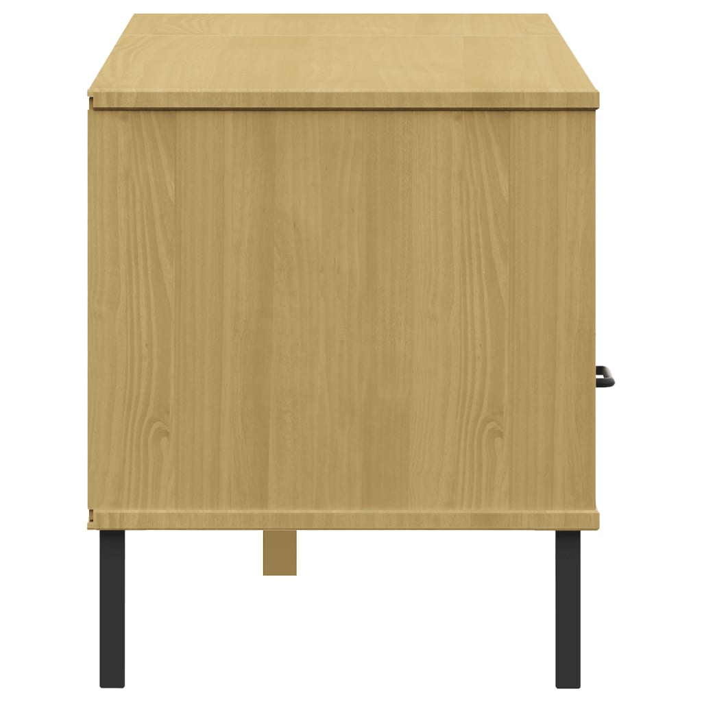 Mobile TV con Gambe Metallo Marrone Legno Massello di Pino OSLO | homemem39