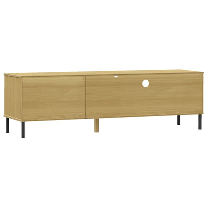 Mobile TV con Gambe Metallo Marrone Legno Massello di Pino OSLO | homemem39