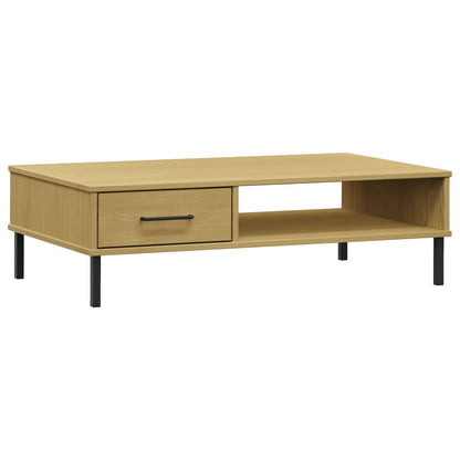 Tavolino Salotto Gambe Metallo Marrone Legno Massello Pino OSLO | homemem39