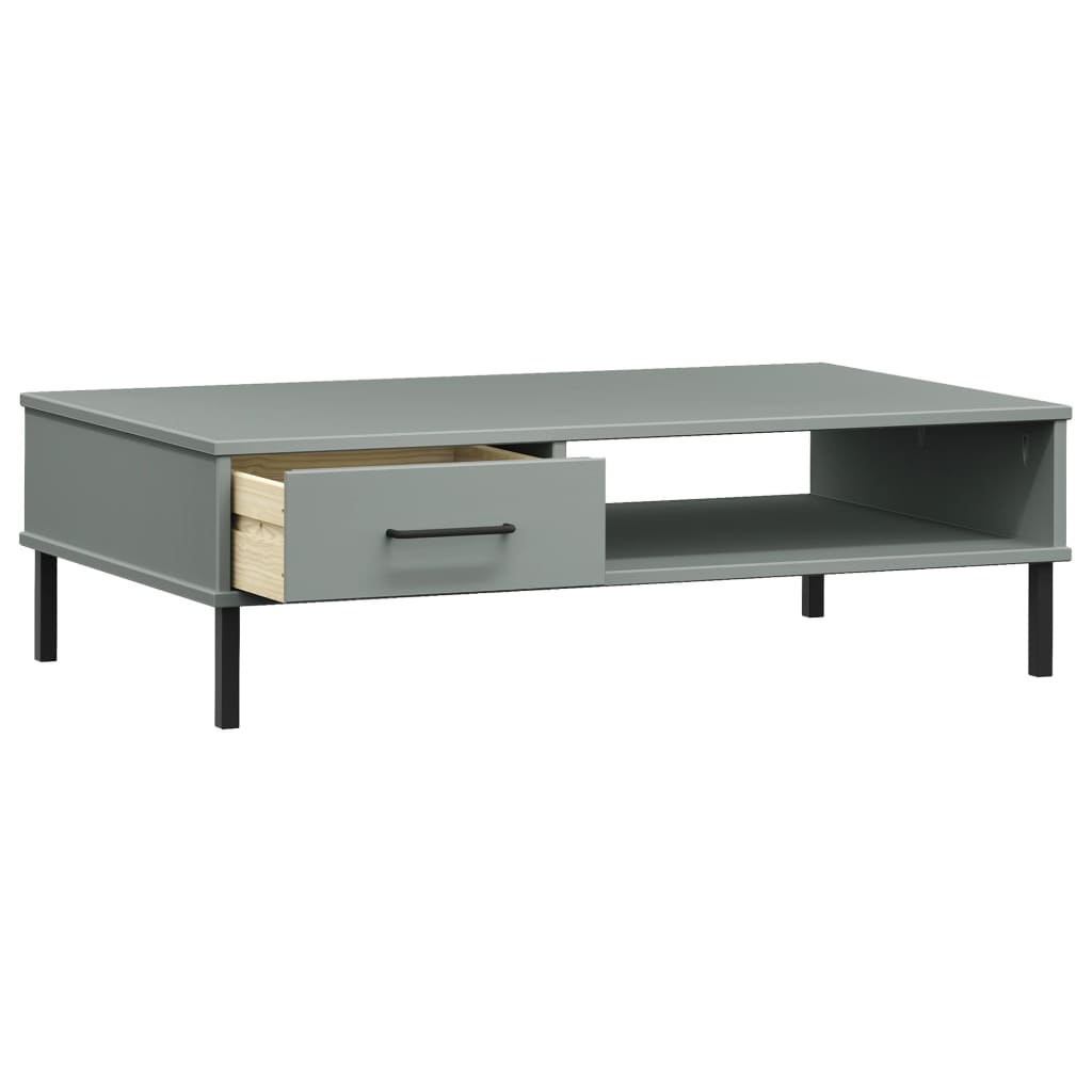 Tavolino Salotto Gambe Metallo Grigio Legno Massello Pino OSLO | homemem39