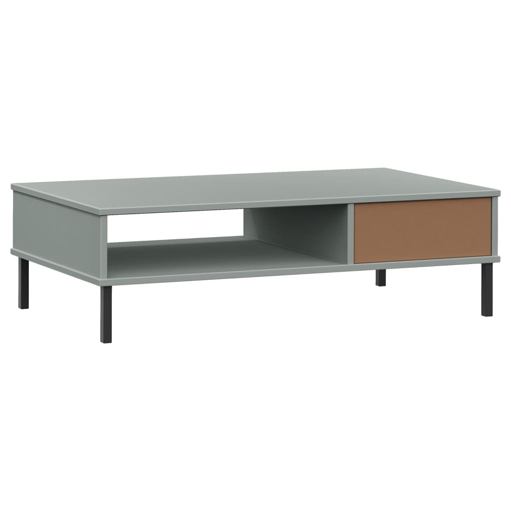 Tavolino Salotto Gambe Metallo Grigio Legno Massello Pino OSLO | homemem39
