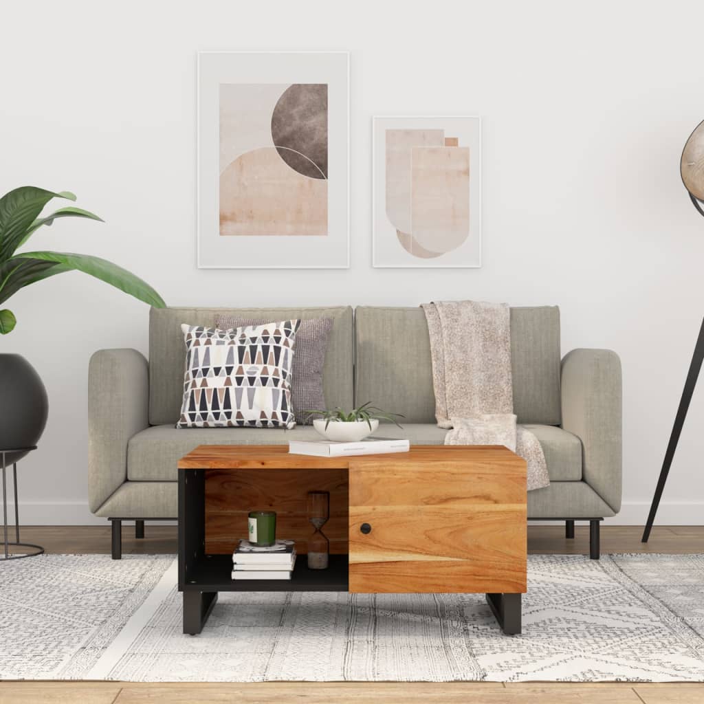 Tavolino da Soggiorno 80x50x40 cm Massello Acacia e Multistrato | homemem39