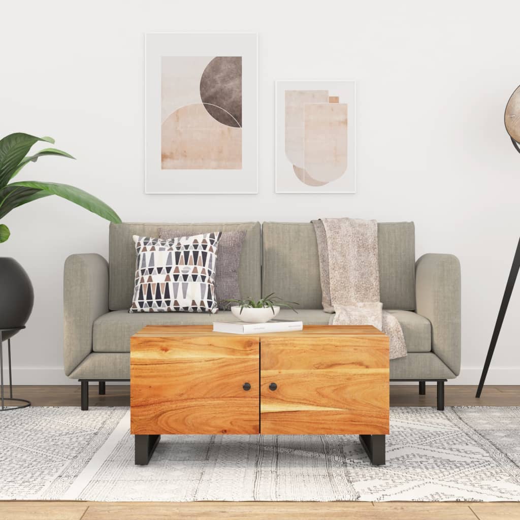 Tavolino da Soggiorno 80x50x40 cm Massello Acacia e Multistrato | homemem39