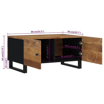 Tavolino da Soggiorno 80x50x40 cm Massello Mango e Multistrato