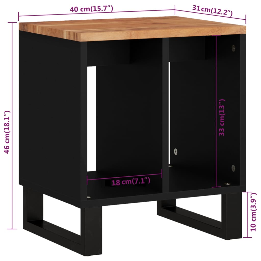 Tavolino 40x31x46 cm Legno Massello Acacia e Legno Multistrato - homemem39