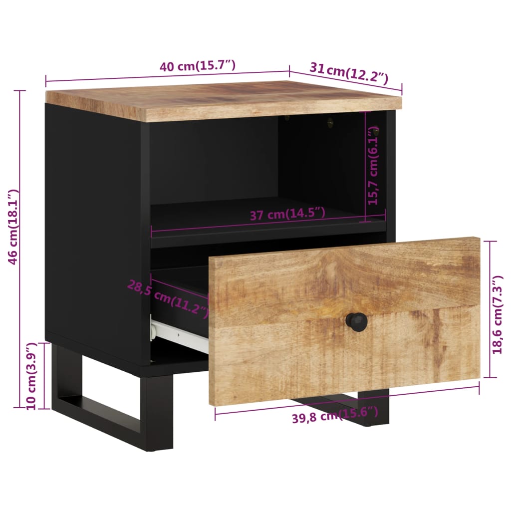 Comodini 2pz in Legno Massello di Mango e Legno Multistrato | homemem39