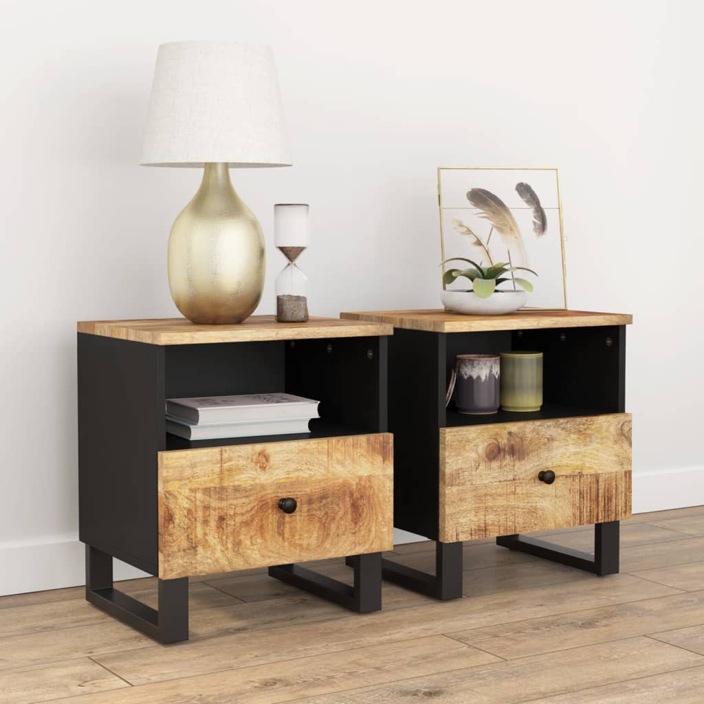 Comodini 2pz in Legno Massello di Mango e Legno Multistrato | homemem39