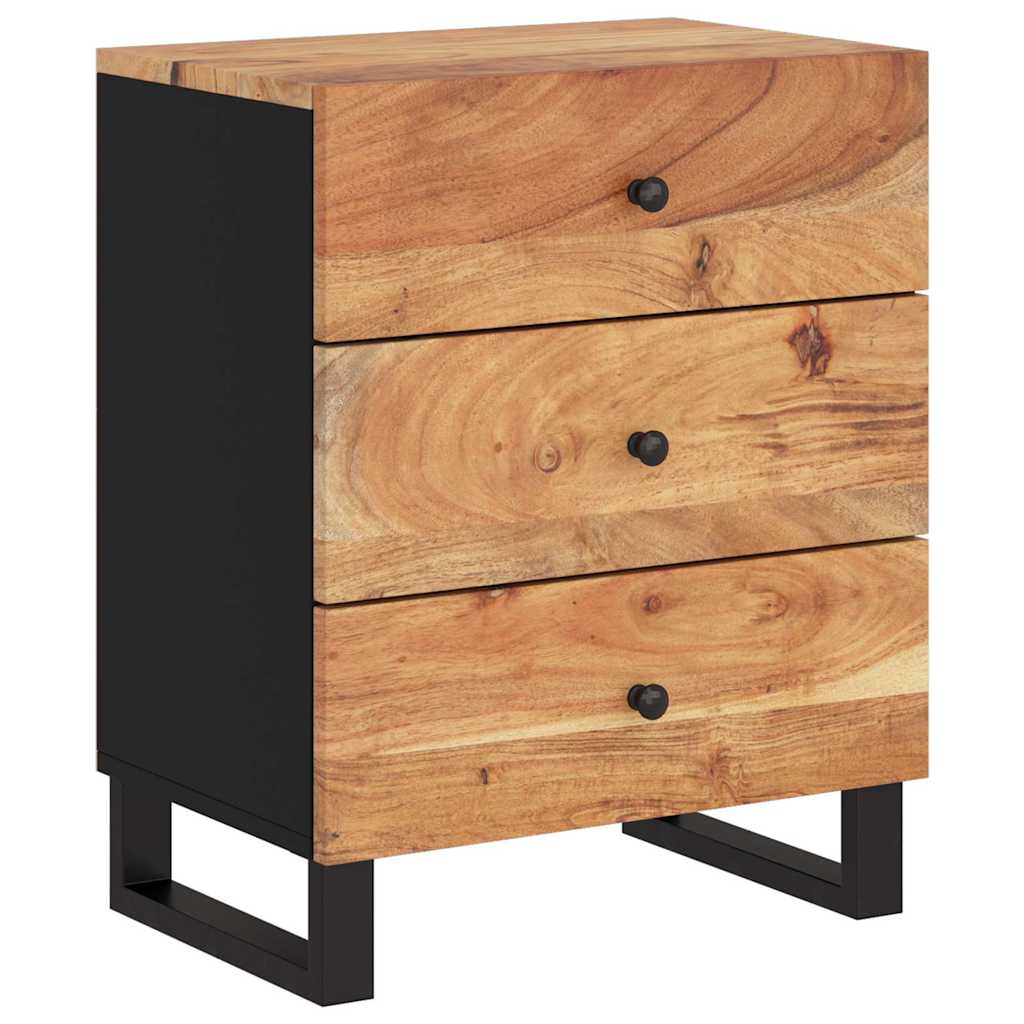 Comodino 50x33x62 cm Legno Massello Acacia e Legno Multistrato