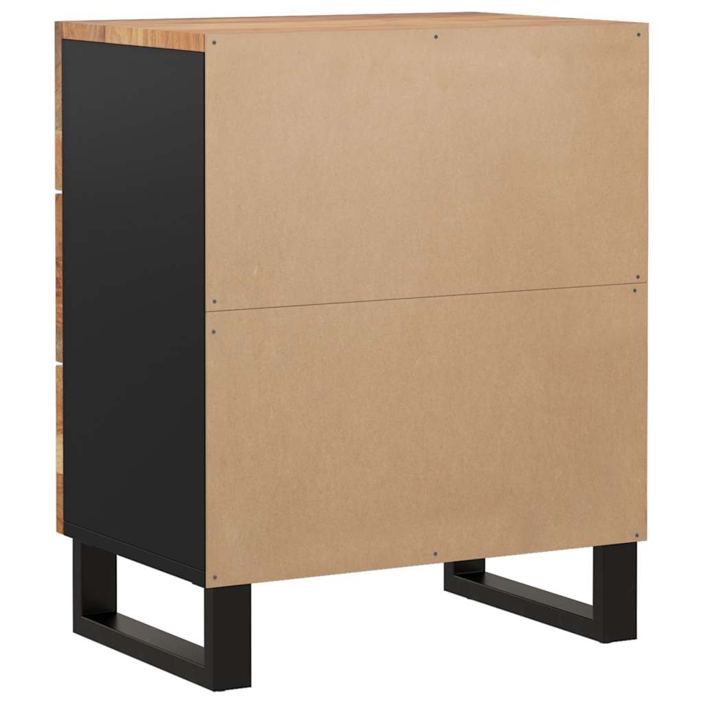 Comodino 50x33x62 cm Legno Massello Acacia e Legno Multistrato