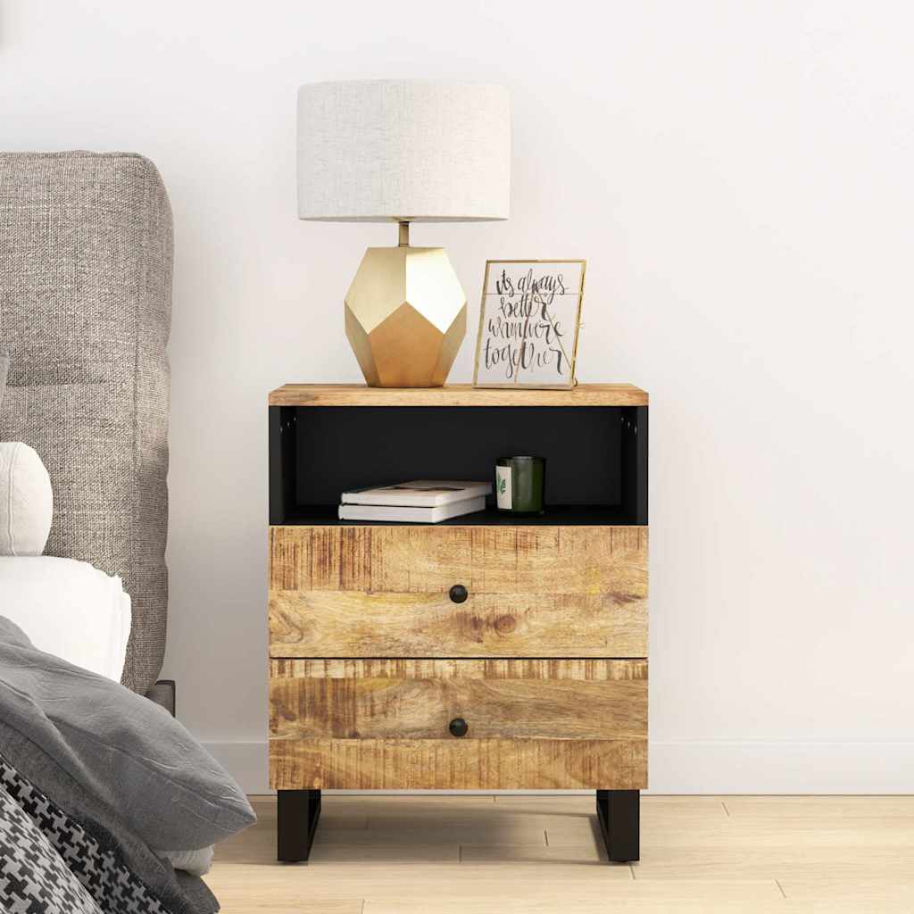 Comodino 50x33x62cm Legno Massello di Mango e Legno Multistrato