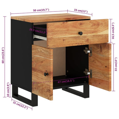 Comodino 50x33x60 cm Legno Massello Acacia e Legno Multistrato - homemem39