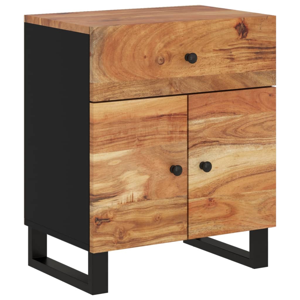 Comodino 50x33x60 cm Legno Massello Acacia e Legno Multistrato - homemem39