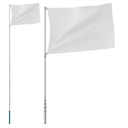 Asta Telescopica per Bandiere Argento 5,5 m in Alluminio | homemem39