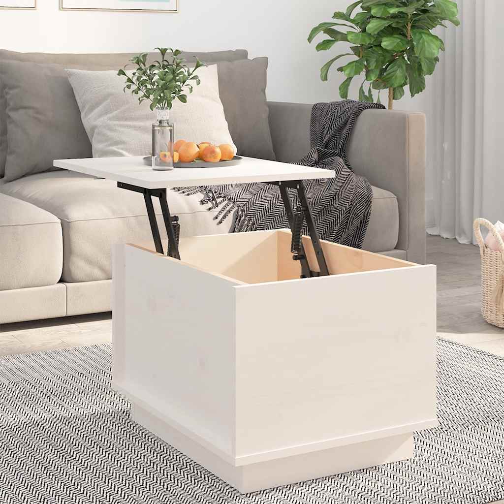 Tavolino da Salotto Bianco 40x50x35 cm Legno Massello di Pino | homemem39