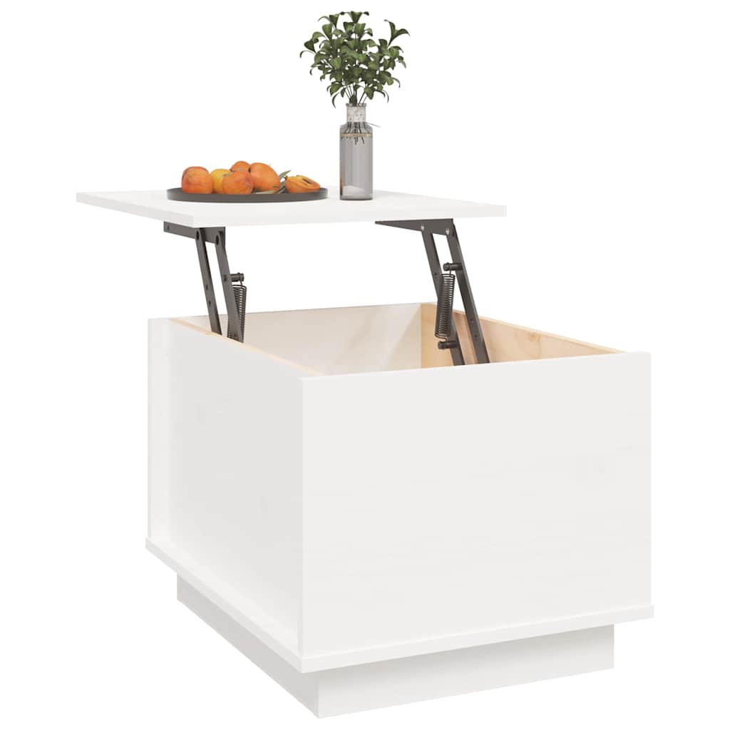 Tavolino da Salotto Bianco 40x50x35 cm Legno Massello di Pino | homemem39