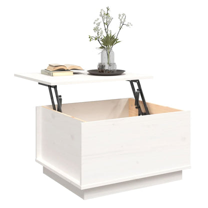 Tavolino da Salotto Bianco 60x50x35 cm Legno Massello di Pino | homemem39