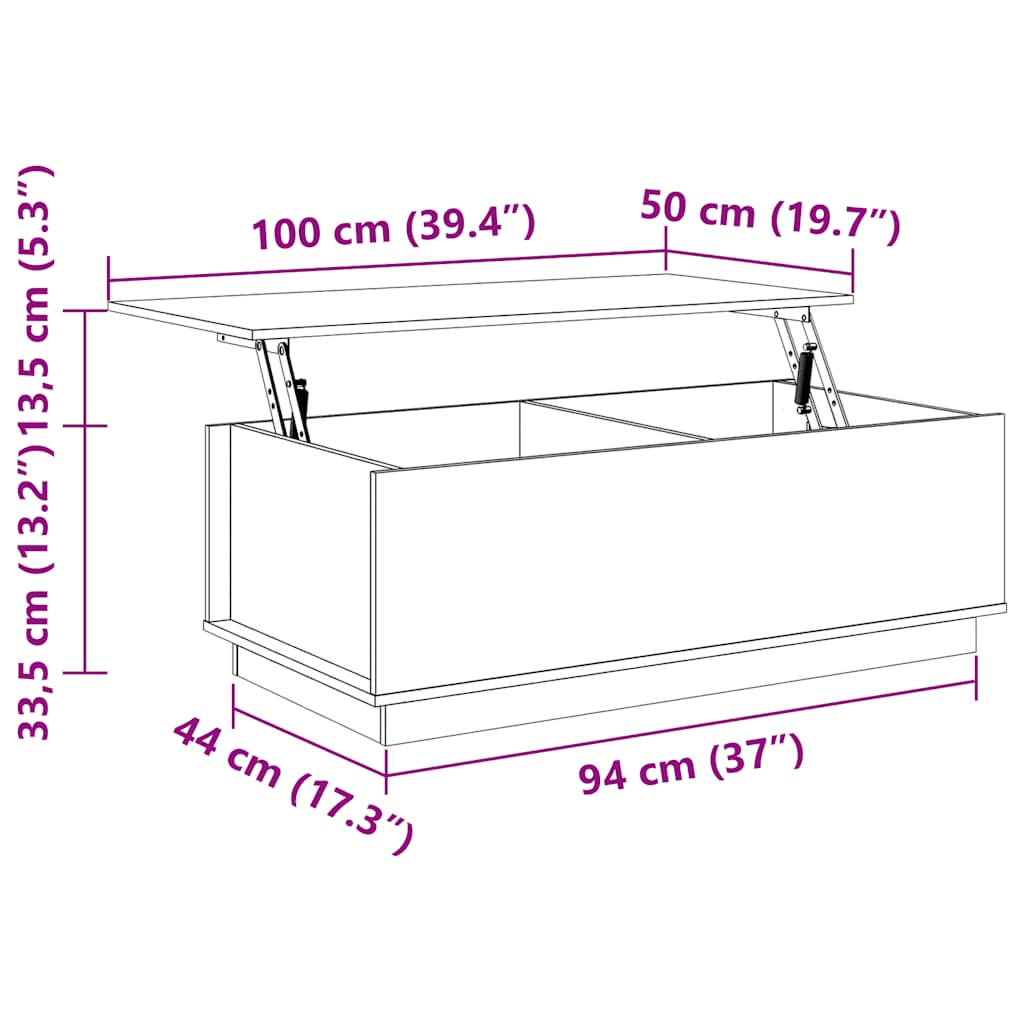 Tavolino da Salotto 100x50x35 cm in Legno Massello di Pino | homemem39