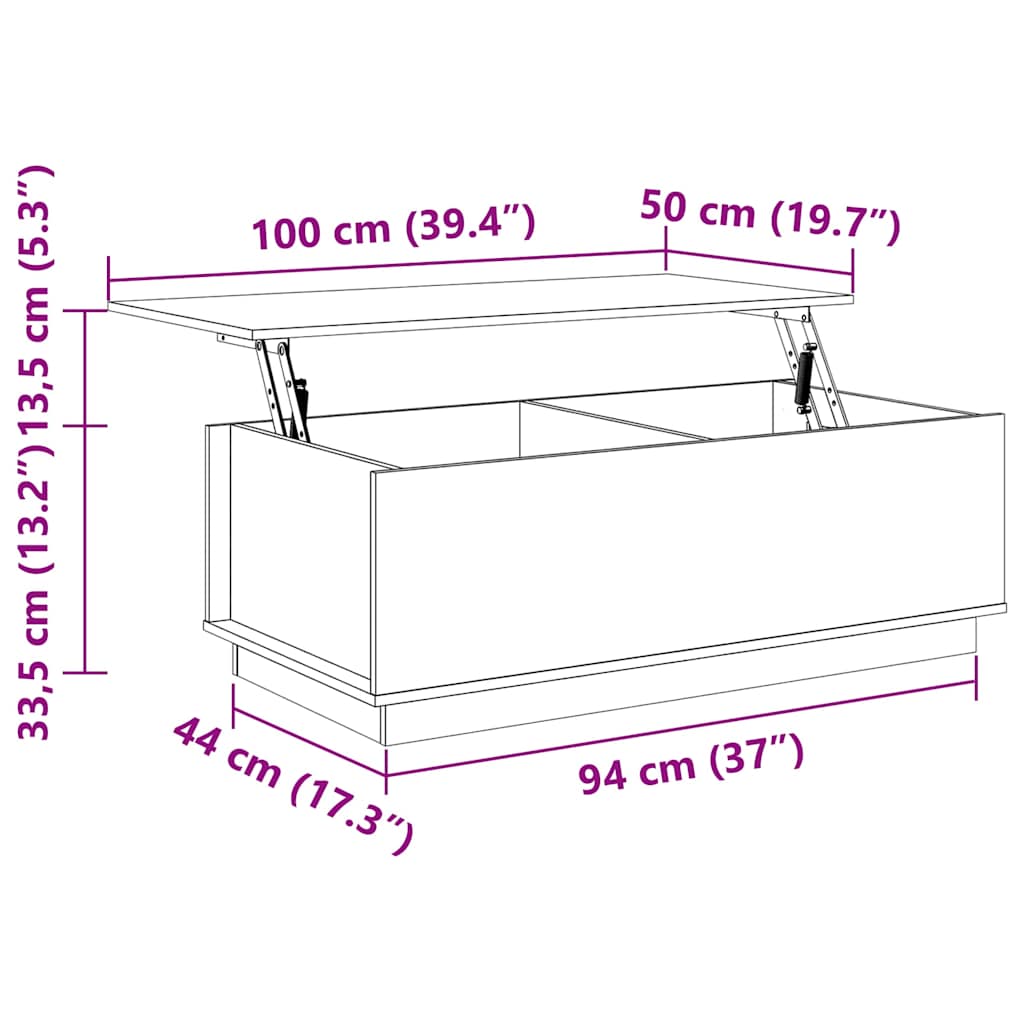 Tavolino da Salotto 100x50x35 cm in Legno Massello di Pino