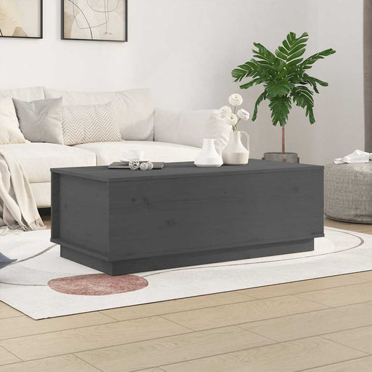 Tavolino da Salotto Grigio 100x50x35 cm Legno Massello di Pino | homemem39