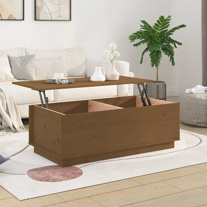 Tavolino da Salotto ambra 100x50x35 cm Legno Massello di Pino | homemem39