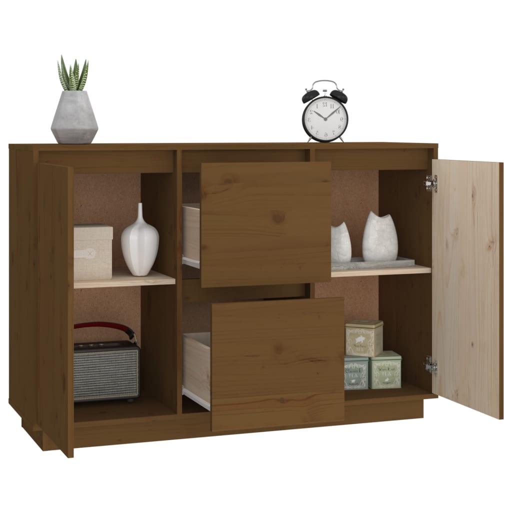 Credenza Marrone ambra 111x34x75 cm in Legno Massello di Pino - homemem39