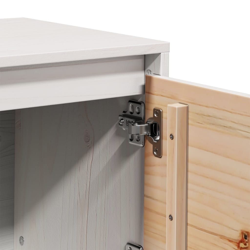 Mobile Porta TV Bianco 156x37x45 cm in Legno Massello di Pino - homemem39