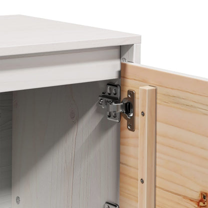 Mobile Porta TV Bianco 156x37x45 cm in Legno Massello di Pino - homemem39