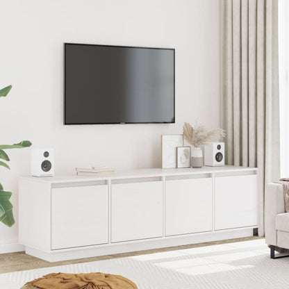 Mobile Porta TV Bianco 156x37x45 cm in Legno Massello di Pino - homemem39