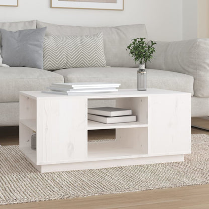 Tavolino da Salotto Bianco 90x49x40,5 cm Legno Massello di Pino | homemem39