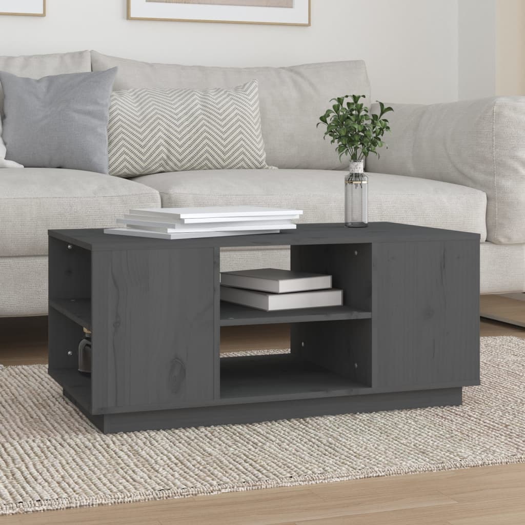 Tavolino da Salotto Grigio 90x49x40,5 cm Legno Massello di Pino | homemem39