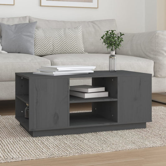 Tavolino da Salotto Grigio 90x49x40,5 cm Legno Massello di Pino | homemem39