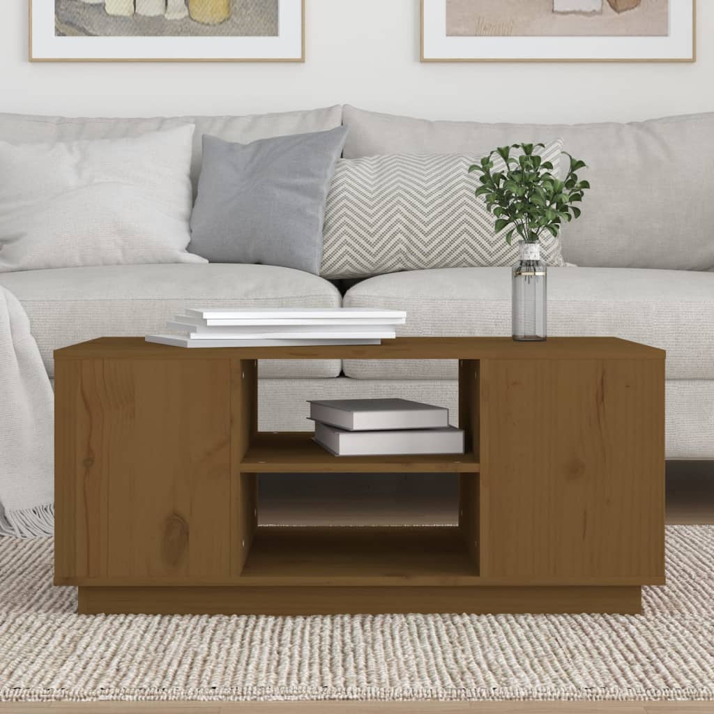 Tavolino da Salotto ambra 90x49x40,5 cm Legno Massello di Pino | homemem39