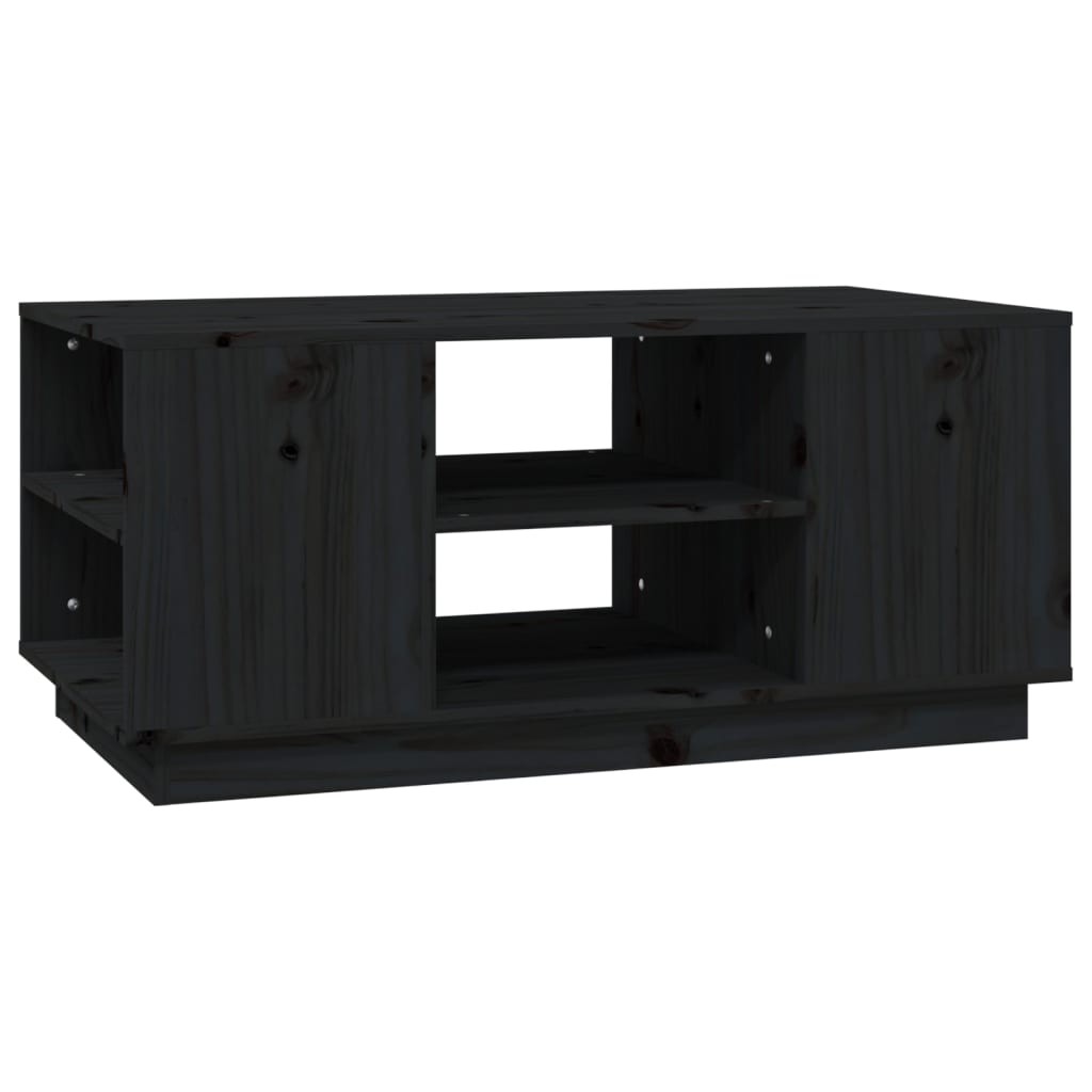 Tavolino da Salotto Nero 90x49x40,5 cm Legno Massello di Pino | homemem39