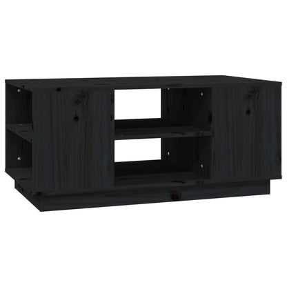 Tavolino da Salotto Nero 90x49x40,5 cm Legno Massello di Pino | homemem39