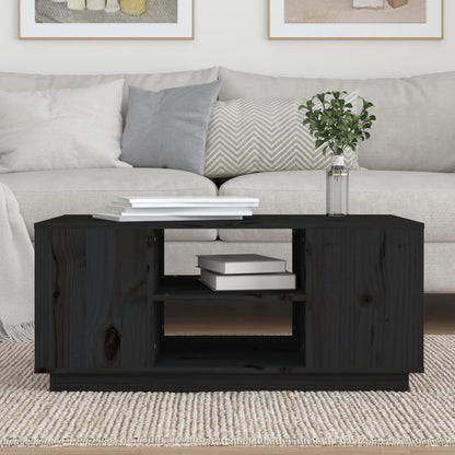 Tavolino da Salotto Nero 90x49x40,5 cm Legno Massello di Pino | homemem39