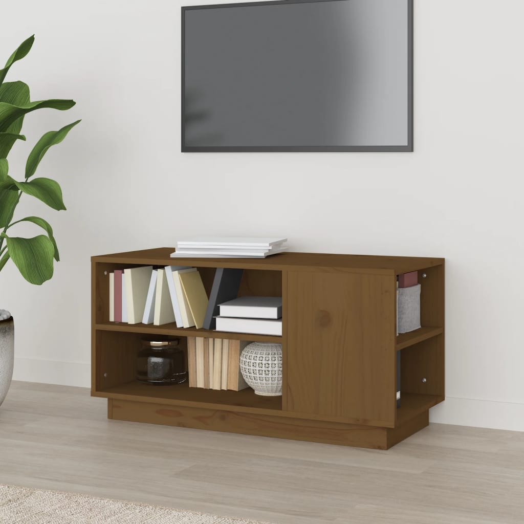 Mobile Porta TV ambra 80x35x40,5 cm in Legno Massello di Pino - homemem39