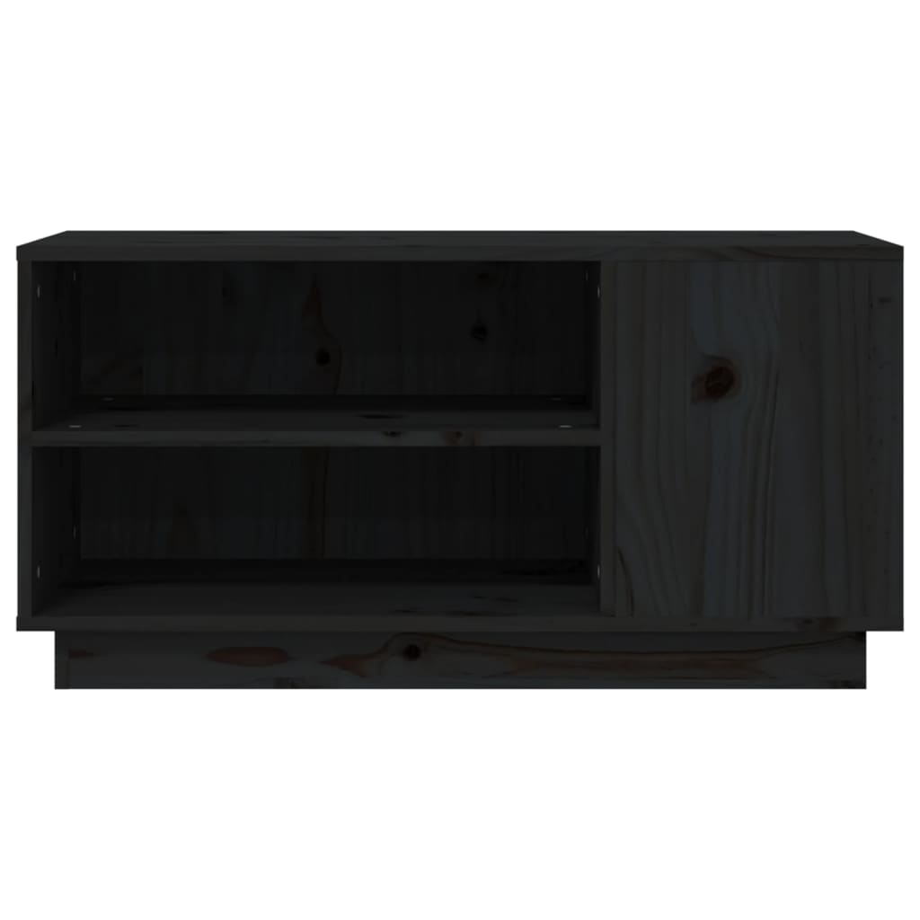 Mobile Porta TV Nera 80x35x40,5 cm in Legno Massello di Pino | homemem39