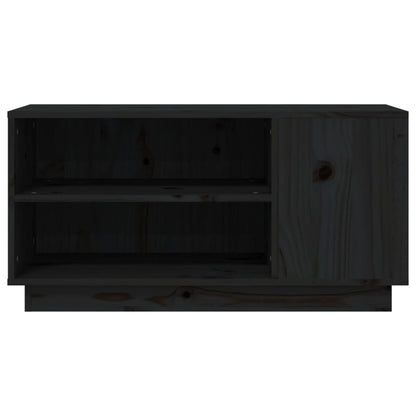 Mobile Porta TV Nera 80x35x40,5 cm in Legno Massello di Pino - homemem39