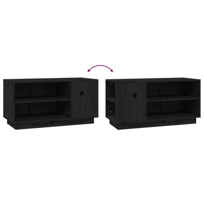 Mobile Porta TV Nera 80x35x40,5 cm in Legno Massello di Pino | homemem39