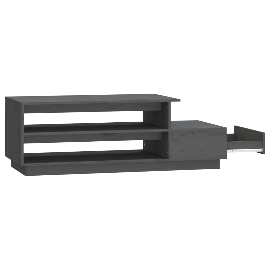 Tavolino da Salotto Grigio 120x50x40,5cm Legno Massello di Pino | homemem39