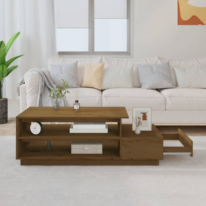 Tavolino da Salotto ambra 120x50x40,5 cm Legno Massello di Pino | homemem39
