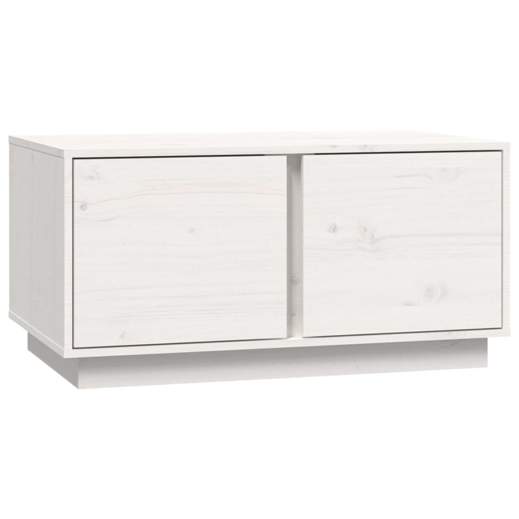 Tavolino da Salotto Bianco 80x50x40 cm Legno Massello di Pino | homemem39