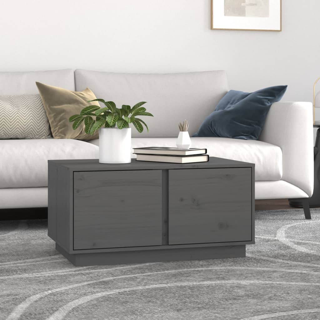 Tavolino da Salotto Grigio 80x50x40 cm Legno Massello di Pino | homemem39