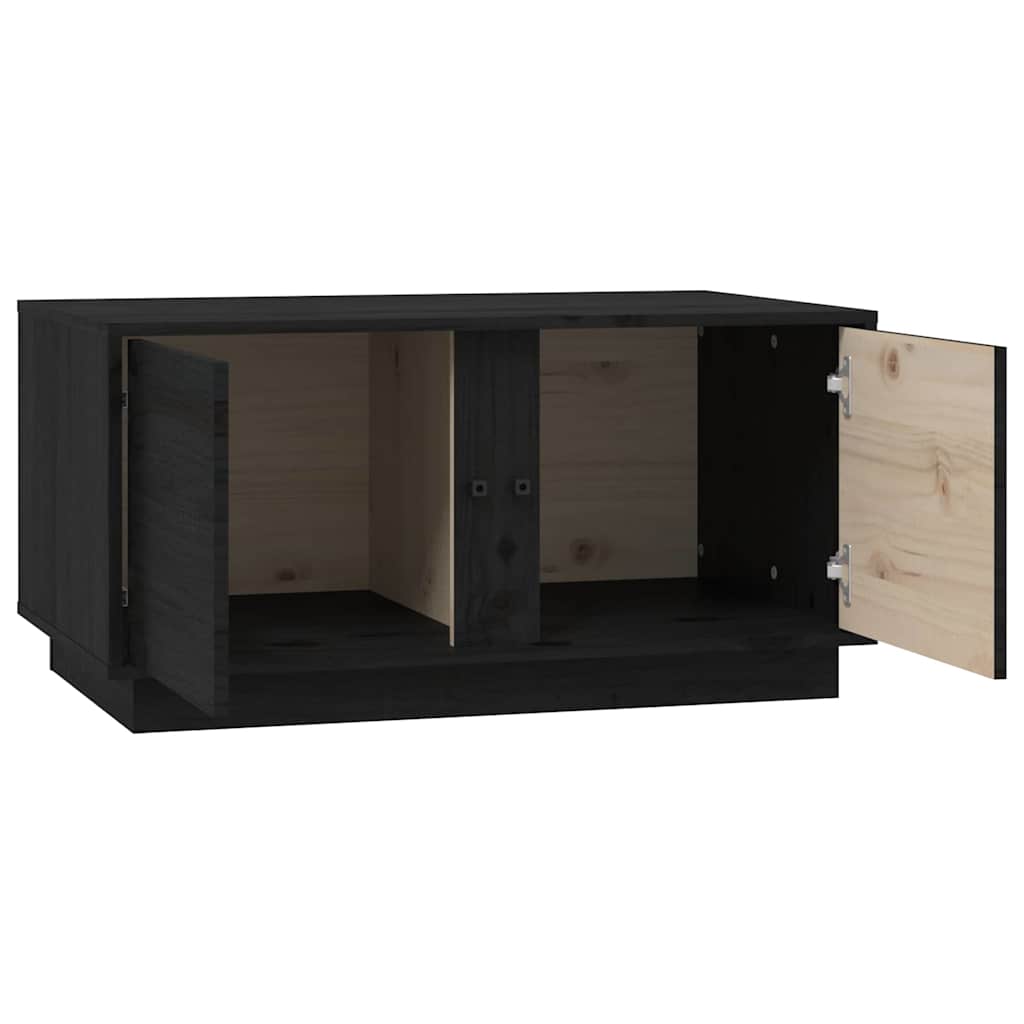 Tavolino da Salotto Nero 80x50x40 cm Legno Massello di Pino