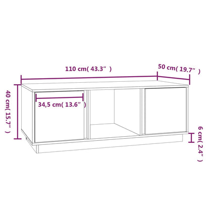 Tavolino da Salotto Bianco 110x50x40 cm Legno Massello di Pino | homemem39